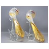 Matched Pair of Large Murano Italy Art Glass Birds