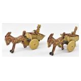(2) 1948 Marx Tin Litho Donkey, Cart & Driver Toys