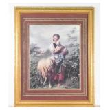 THE SHEPHERDESS Print by Johann Baptist Hofner