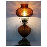 Fenton Cherub Amber Glass Electric Hurricane Lamp