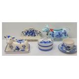 (5) Pieces Delft Blue:  Cow Butter Dish, Creamer,