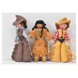 (3) Western Clothespin Dolls by Susan Bluemel