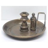 TELL CITY Large Weathered Brass Candle Holder