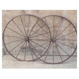 (2) Antique Steel Spoked Farm Wheels 40'