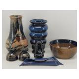 Art Pottery: Drip Glaze Vase Signed, Blue Vase...