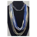 (3) Necklaces: Bone Trade Beads Multi-Strand, ...