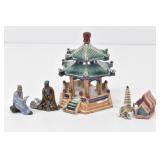 Small Asian Japanese / Chinese Mudmen & Pagoda