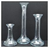 (3) Blenko Large Clear Glass Decanter Vases