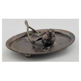 Antique Silver Plate Bird Cigar Ashtray