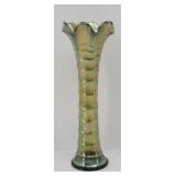 Imperial Green Carnival Ripple Wing Vase 9.25'