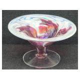 Ron Hinkle Signed Art Glass 3.5' Compote Dish