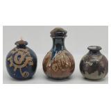 (3) Art Pottery Stoneware Bottles / Jars