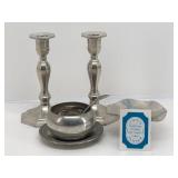 (2) Gorham Pewter Candle Holders, Revere Pewter