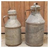 (2) Vintage IDAHO Galvanized Cream Cans