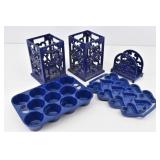 Blue Cast Iron Utensil Holders, Napkin Holder, ...