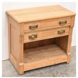 Antique Wood Wash Stand / 2 Drawer Night Stand
