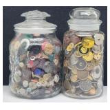 (2) Decorative Jars w/ Vintage Buttons