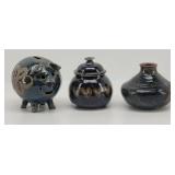 (3pcs) Art Studio Glazed Pottery: Pig Bank...