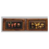 (2) Beautiful Wood Plaques w/ Still Life Fruit