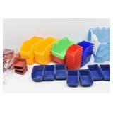 Assortment of Plastic Stackable  Storage Bins