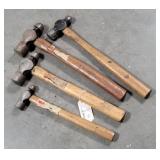 (4) Ball Peen Hammers, Different Sizes