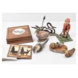 Duck Decor Lot: Classy Wood Box, Figurines...