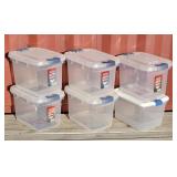 (6) Clear Rubbermaid Roughneck Totes 19 QT