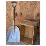 Aluminum Scoop Shovel + Wood Crate