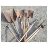 (7) Garden Tools: Shovels, Post Hole Digger & more