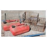 (2) Boat Fuel Tanks & (3) Metal Crates