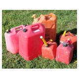 (6) Fuel / Gas Cans: Plastic & Metal