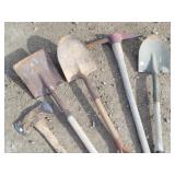 (3) Digging Shovels, Double-Bit Axe & Pickaxe