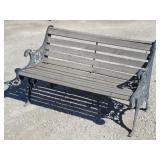 Vtg Victorian Cat Wrought Iron & Wood Garden Banch