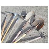 (6) Long Handled Yard Tools: Shovels, Hoes...