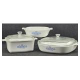 (3pc) Blue Cornflower Corning Ware -