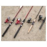 4 Rods & Reels - 2 Okuma Reels, 2 Shimano Reels