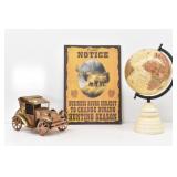 Decor: Copper Tin Music Box Car, Antique Style...