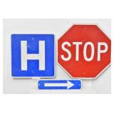 Stop Sign, Hospital Sign, Arrow Sign