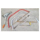 Three Bow Saws & 2 Ton Cable Wench Puller