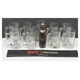 Bud Light Bar Mat, 9-Glass Beer Mugs, Budweiser