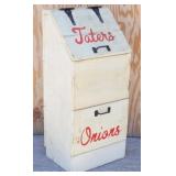 White Wooden Taters & Onions Bin