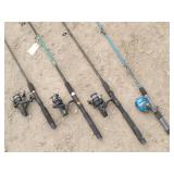(4) Fishing Poles w / Reels