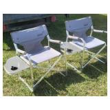 (2) Coleman Folding Camp Chairs w / Side Trays