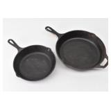 (2) Lodge Cast Iron Skillets 8" & 10"