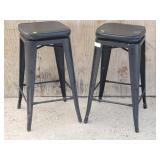 (2) Black Swivel Cushion Top 27" Bar Stools