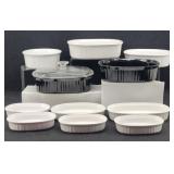 Lot of Corning Ware: 9 French White pcs. &
