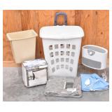 Laundry Basket, Waste Basket, King Sheet Set...
