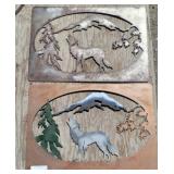 (2) Howling Wolf Metal Art
