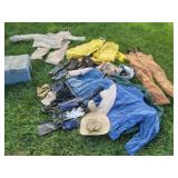 Lot of: Coveralls, Rain Jackets, Gloves Hat &