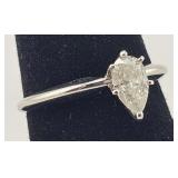 14K Gold & Pear Cut Diamond Solitaire Ring